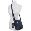 Roma Leathers Compact Concealment Crossbody Bag Wire reinforcement strap & Lockable YKK zippers